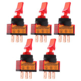 Max Maxb 5 Pieces LED On/Off SPST Toggle Switch with Cover Car Boat 12V 20A  Red
