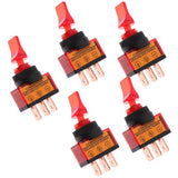 Max Maxb 5 Pieces LED On/Off SPST Toggle Switch with Cover Car Boat 12V 20A  Red