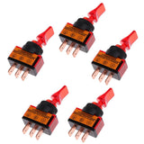 Max Maxb 5 Pieces LED On/Off SPST Toggle Switch with Cover Car Boat 12V 20A  Red