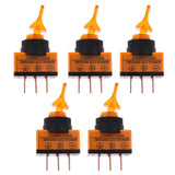 Max Maxb 5 Pieces LED On/Off SPST Toggle Switch with Cover Car Boat 12V 20A  Orange