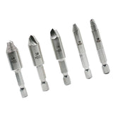 Max Maxb 5 Pieces Screw Extractor & Drill Bit Set High Speed Steel Remover Tools