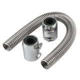 Maxbell 610mm 24" Polished Aluminum Flex Radiator Hose Kit w/ End Caps Upper & Lower