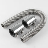 Maxbell 610mm 24" Polished Aluminum Flex Radiator Hose Kit w/ End Caps Upper & Lower