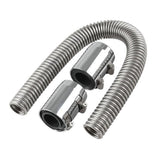 Maxbell 610mm 24" Polished Aluminum Flex Radiator Hose Kit w/ End Caps Upper & Lower