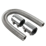 Maxbell 610mm 24" Polished Aluminum Flex Radiator Hose Kit w/ End Caps Upper & Lower