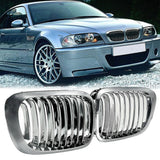 Maxbell 2 Pieces Chrome Front Kidney Grille For BMW E46 M3 325Ci 3 Series 2DR 99-06