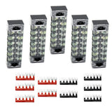 Max 5 Pieces 600V 15A 6 Positions Barrier Strips Dual Row Screw Terminal Blocks