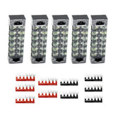 Max 5 Pieces 600V 15A 6 Positions Barrier Strips Dual Row Screw Terminal Blocks