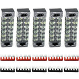 Max 5 Pieces 600V 15A 6 Positions Barrier Strips Dual Row Screw Terminal Blocks