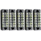 Max 5 Pieces 600V 15A 6 Positions Barrier Strips Dual Row Screw Terminal Blocks