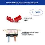 Max Pair 12V SAE Reset Circuit Breaker w/ Rubber Cover Overload Protection 40A