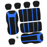 Max 9Pcs Universal Car Seat Covers Breathable Cushion Full Set Black & Blue - Aladdin Shoppers