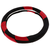 Max Maxb Universal Car Plush Steering Wheel Cover Anti-slip Warm For Winter Black&Red