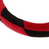 Max Maxb Universal Car Plush Steering Wheel Cover Anti-slip Warm For Winter Black&Red