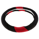 Max Maxb Universal Car Plush Steering Wheel Cover Anti-slip Warm For Winter Black&Red