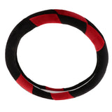 Max Maxb Universal Car Plush Steering Wheel Cover Anti-slip Warm For Winter Black&Red