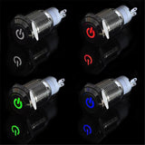 Max DC 12V 16mm Aluminum LED Car Illuminated Latching Push Button Switch Blue - Aladdin Shoppers