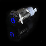 Max DC 12V 16mm Aluminum LED Car Illuminated Latching Push Button Switch Blue - Aladdin Shoppers