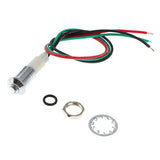 Max Maxb 8mm 12V Convex Metal Indicator Pilot Dash Light Lamp Wire Lead White