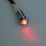Max Maxb 8mm 12V Convex Metal Indicator Pilot Dash Light Lamp Wire Lead White