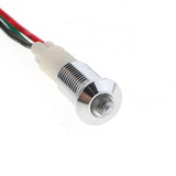 Max Maxb 8mm 12V Convex Metal Indicator Pilot Dash Light Lamp Wire Lead White