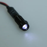 Maxbell 8mm 12V Concave Metal Indicator Pilot Dash Light Lamp Wire Lead  White