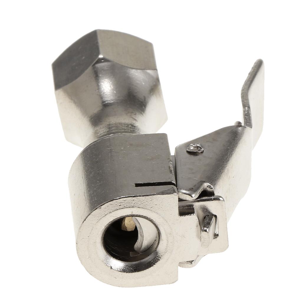 Max 1/4" NPT Brass Lock-on Tire Inflator Female Air Chuck with Clip Silver