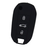 Maxbell Silicone Car Key Case Cover Fit for AUDI Folding Remote Key Fob Case Shell 3 Buttons Black