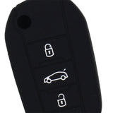 Maxbell Silicone Car Key Case Cover Fit for AUDI Folding Remote Key Fob Case Shell 3 Buttons Black