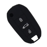 Maxbell Silicone Car Key Case Cover Fit for AUDI Folding Remote Key Fob Case Shell 3 Buttons Black