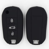 Maxbell Silicone Car Key Case Cover Fit for AUDI Folding Remote Key Fob Case Shell 3 Buttons Black