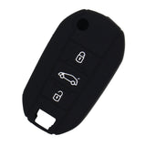 Maxbell Silicone Car Key Case Cover Fit for AUDI Folding Remote Key Fob Case Shell 3 Buttons Black