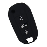 Maxbell Silicone Car Key Case Cover Fit for AUDI Folding Remote Key Fob Case Shell 3 Buttons Black