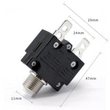 Max 10A Circuit Breaker Overload Switch Fuse Reset with Black Cap AC 125/250V