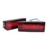 Max 2 Pieces Trailer Boat Rectangle Stud Stop Turn Signal Tail Red LED Lights