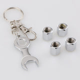 Max Maxb Car Tire Air Valve Cover with Wrench Key Chain for BMW 3 5 7 Series Silver