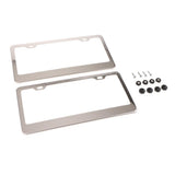 Max Maxb 2 Pieces 2Holes Stainless Steel Polish License Plate Frame and Screws Silver