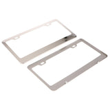 Max Maxb 2 Pieces 2Holes Stainless Steel Polish License Plate Frame and Screws Silver