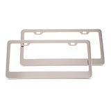 Max Maxb 2 Pieces 2Holes Stainless Steel Polish License Plate Frame and Screws Silver