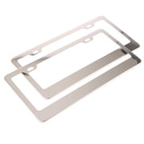 Max Maxb 2 Pieces 2Holes Stainless Steel Polish License Plate Frame and Screws Silver
