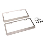 Max Maxb 2 Pieces 2Holes Stainless Steel Polish License Plate Frame and Screws Silver