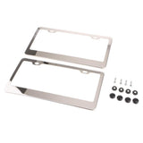 Max Maxb 2 Pieces 2Holes Stainless Steel Polish License Plate Frame and Screws Silver