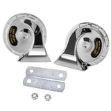 Max Maxb 2 Pieces 12V Car Snail Horns Motorcycle High Tone Horn Silver