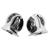 Max Maxb 2 Pieces 12V Car Snail Horns Motorcycle High Tone Horn Silver