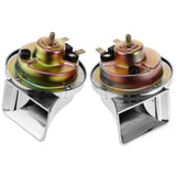 Max Maxb 2 Pieces 12V Car Snail Horns Motorcycle High Tone Horn Silver