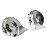 Max Maxb 2 Pieces 12V Car Snail Horns Motorcycle High Tone Horn Silver