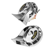 Max Maxb 2 Pieces 12V Car Snail Horns Motorcycle High Tone Horn Silver