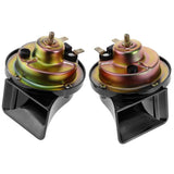 Max Maxb 2 Pieces 12V 115 dB Universal Car Snail Horns High Bass Basin Type Black