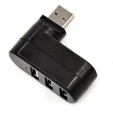 Maxbell Creative 3-Port USB 2.0 180 Degree Rotatable Hub Splitter Adapter-Black