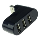 Maxbell Creative 3-Port USB 2.0 180 Degree Rotatable Hub Splitter Adapter-Black